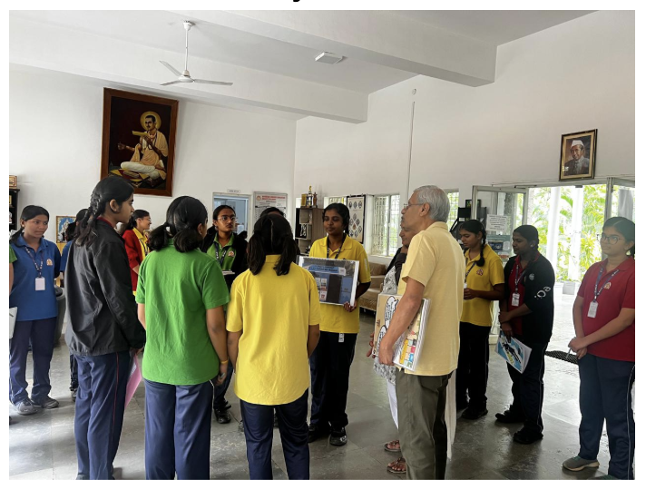 Basava school students and volunteers preparing for a door-to-door survey