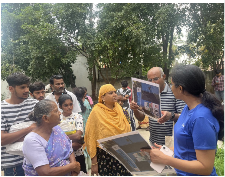 Volunteers interacting with the Doddabele community